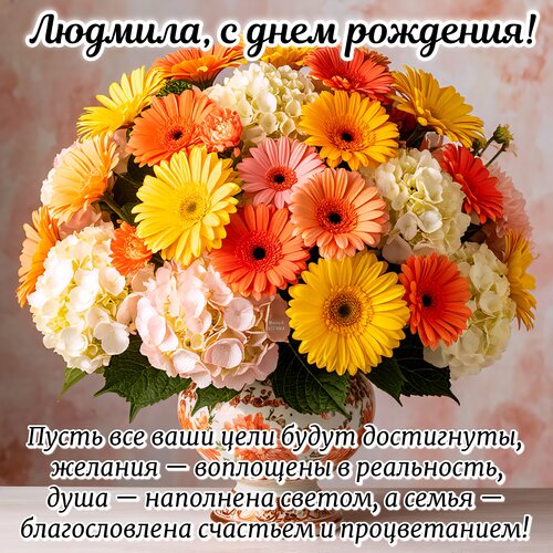Открытка Людмила, с днем рождения!