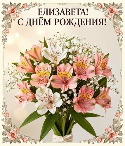 Открытка Елизавета! С днём рождения!