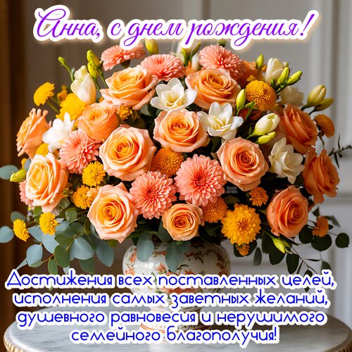 Открытка Анна, с днем рождения!
