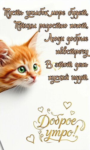 Открытка Пусть улыбок будет море, птички радостно поют. С добрым утром