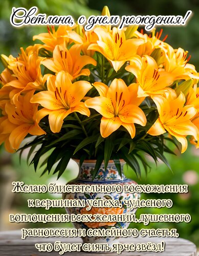 Открытка Светлана, с днем рождения!