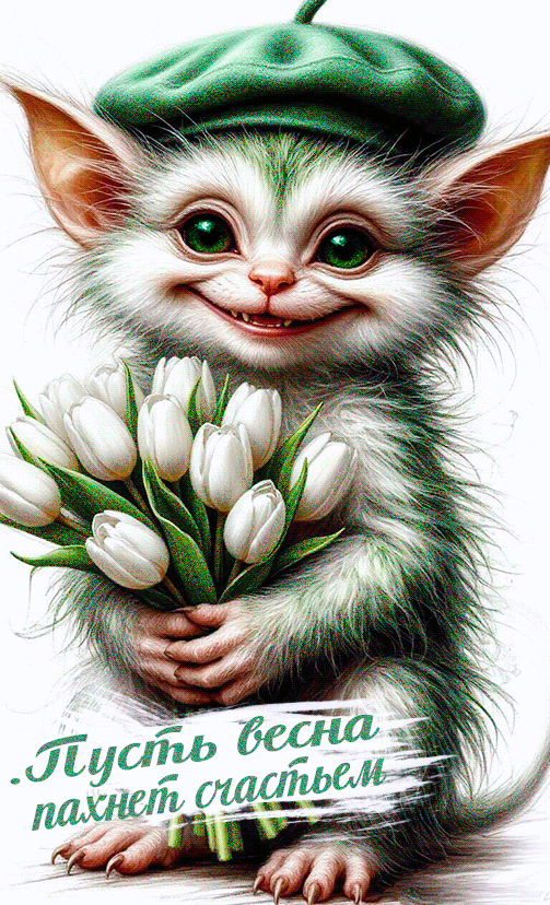 Анимированная открытка Пусть весна пахнет счастьем!