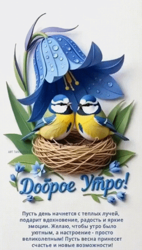 Анимированная открытка Доброе утро! Пусть день начнется с теплых лучей, подарит вдохновение, радость и яркие эмоции. 