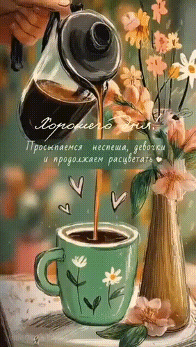 Анимированная открытка Хорошего дня! Просыпаемся неспеша, девочки, и продолжаем расцветать.