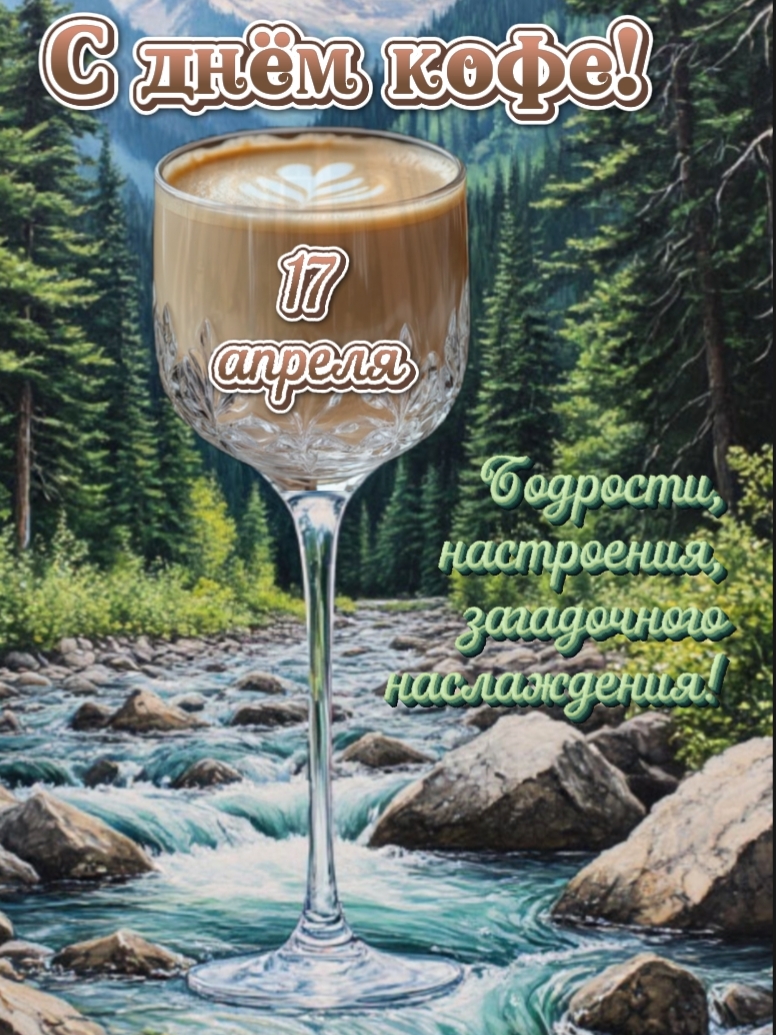 Открытка 17 апреля С дем кофе!