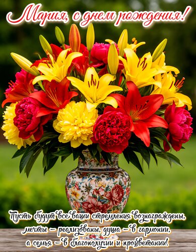 Открытка Мария, с днем рождения!