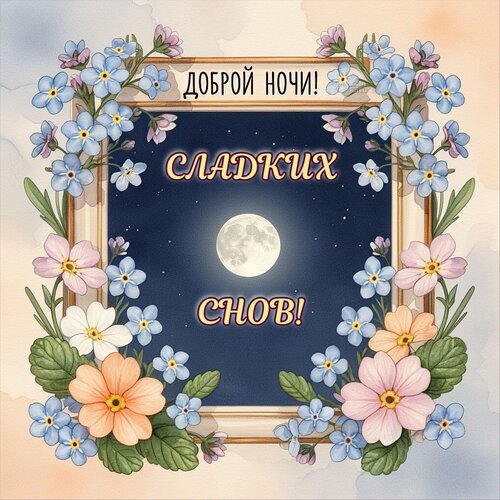 Открытка Доброй ночи! Сладких снов!