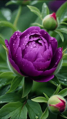 Анимированная открытка Пионы