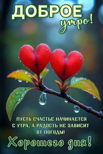 Открытка ДОБРОЕ УТРО! ПУСТЬ СЧАСТЬЕ НАЧИНАЕТСЯ С УТРА, А РАДОСТЬ НЕ ЗАВИСИТ ОТ ПОГОДЫ! ХОРОШЕГО ДНЯ!