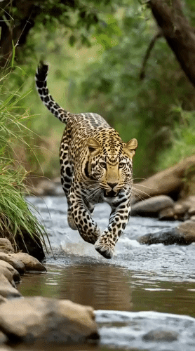 Анимированная открытка Леопард