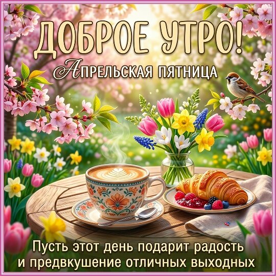 Открытка доброе апрельское утро пятницы