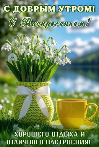 Открытка С ДОБРЫМ УТРОМ! С ВОСКРЕСЕНЬЕМ! ХОРОШЕГО ОТДЫХА И ОТЛИЧНОГО НАСТРОЕНИЯ!