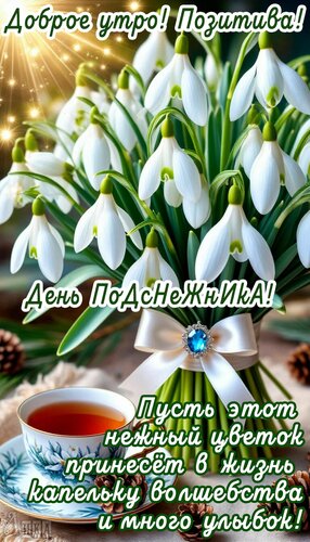 Открытка День подснежника. Утро