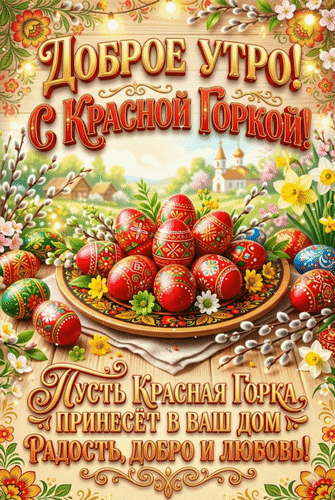 Анимированная открытка Доброе утро! С Красной Горкой! Пусть Красная Горка принесет в ваш дом радость, добро и любовь!