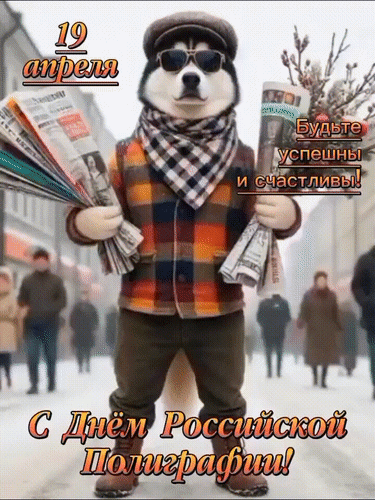 Анимированная открытка 19 апреля С Днем Российской Полиграфии!