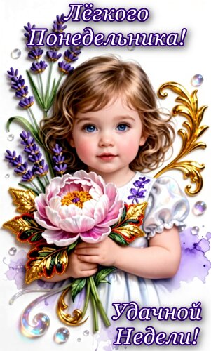 Открытка ЛЕГКОГО ПОНЕДЕЛЬНИКА, УДАЧНОЙ НЕДЕЛИ!