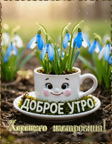 Анимированная открытка Доброе утро! Хорошего настроения!