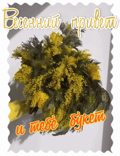 Анимированная открытка Весенний привет и тебе букет