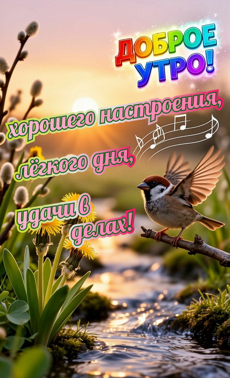 Открытка Доброе утро. Хорошего настроения, лёгкого дня, удачи в делах
