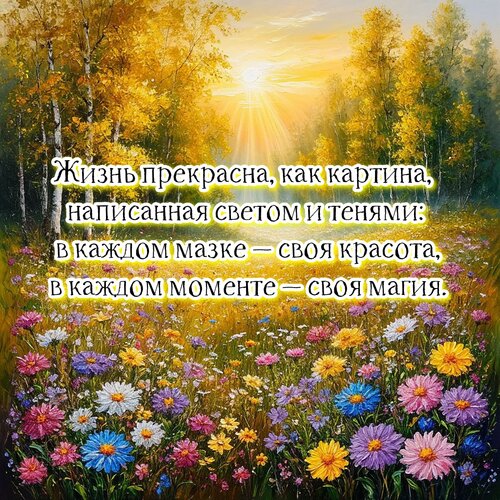 Открытка Жизнь прекрасна, как картина, написанная светом и тенями.