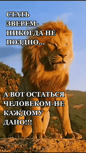 Анимированная открытка Стать зверем - никогда не поздно... А вот остаться человеком - не каждому дано!!!