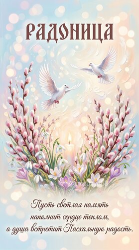 Открытка Радоница! Пусть светлая память наполнит сердце теплом, а душа встретит Пасхальную радость!