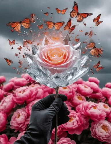 Анимированная открытка Цветы. Розы