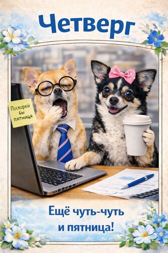 Открытка Четверг. Ещё чуть чуть и пятница.