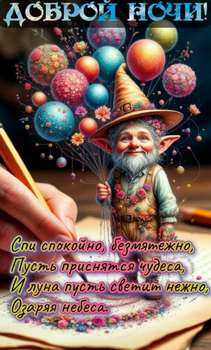 Открытка Доброй ночи. Спи спокойно, безмятежно. Пусть приснятся чудеса