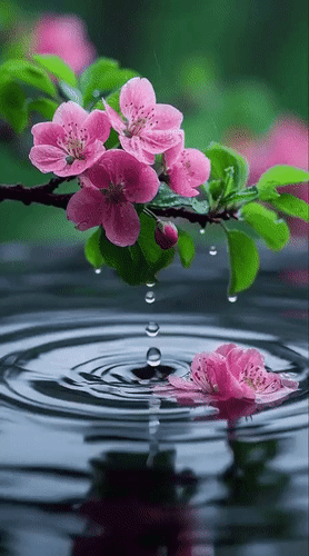 Анимированная открытка Пейзаж. Цветы