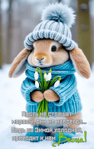 Анимированная открытка Пусть не страшат морозы, они не навсегда... Ведь за зимой холодной приходит к нам Весна!