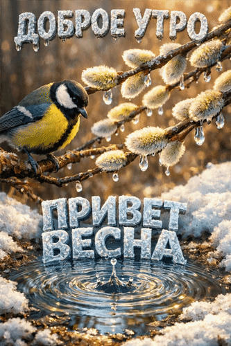 Анимированная открытка Доброе утро. Привет, весна.
