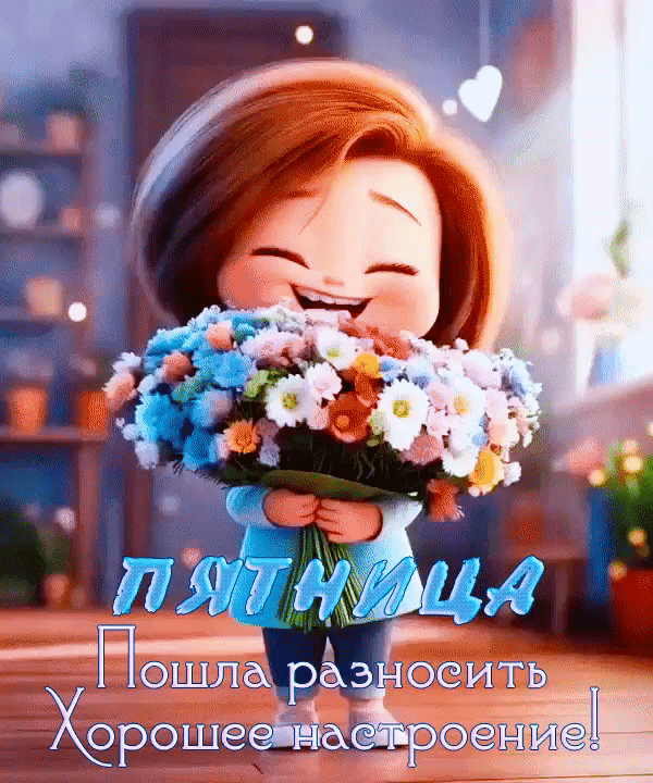 Анимированная открытка Пятница. Пошла разносить Хорошее настроение!