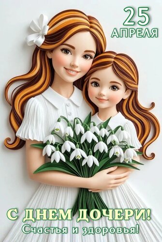 Открытка 25 АПРЕЛЯ. С ДНЕМ ДОЧЕРИ! СЧАСТЬЯ И ЗДОРОВЬЯ!