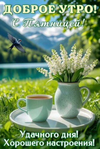 Открытка ДОБРОЕ УТРО! С ПЯТНИЦЕЙ! УДАЧНОГО ДНЯ! ХОРОШЕГО НАСТРОЕНИЯ!