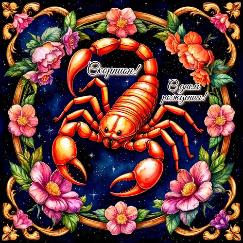 Открытка Скорпион! С днем рождения!