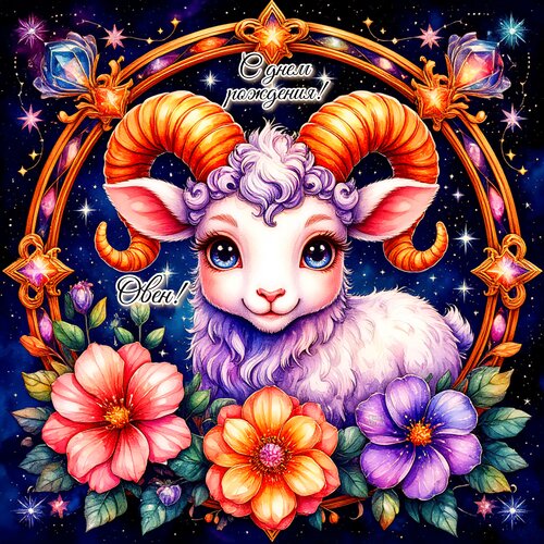 Открытка Овен! С днем рождения!