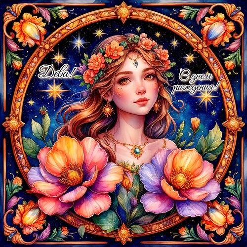 Открытка Дева! С днем рождения!