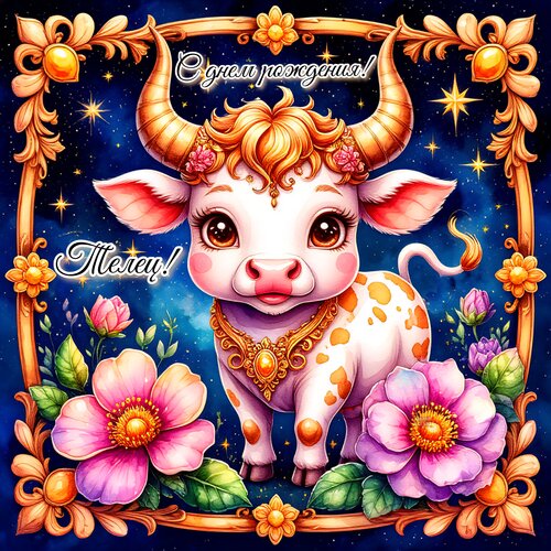Открытка Телец! С днем рождения!