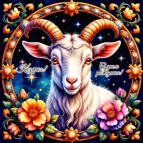 Открытка Козерог! С днем рождения!