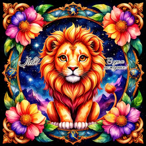 Открытка Лев! С днем рождения!