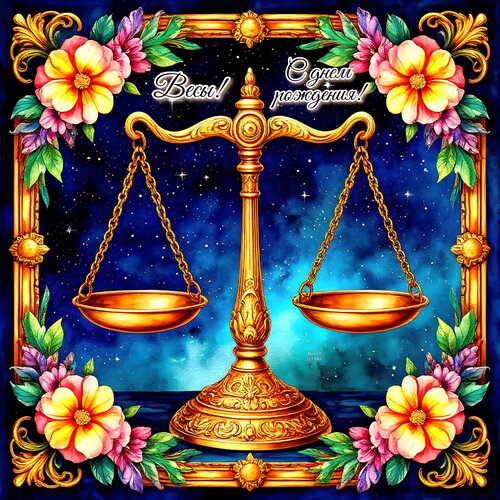 Открытка Весы! С днем рождения!