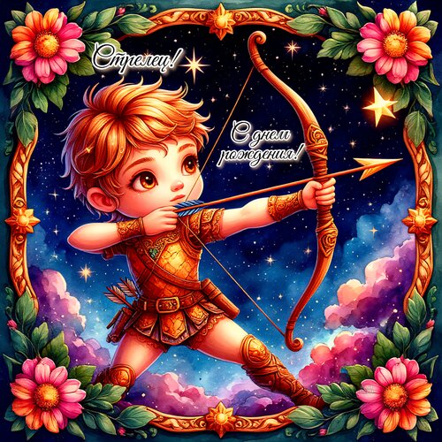 Открытка Стрелец! С днем рождения!