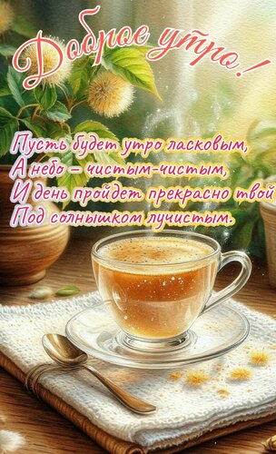 Открытка Доброе утро. Пусть утро будет ласковым, а небо чистым