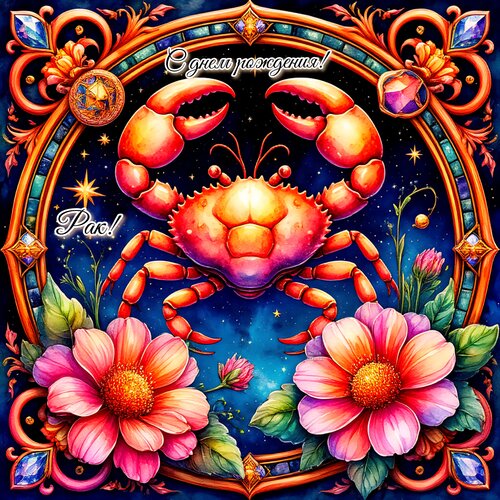 Открытка Рак! С днем рождения!