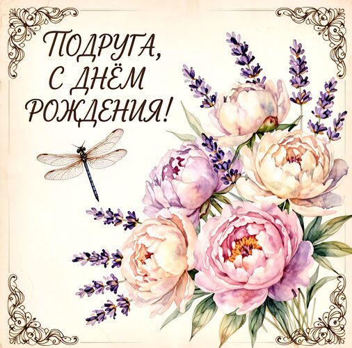 Открытка Подруга, с днём рождения!