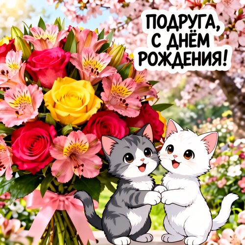 Открытка Подруга, с днем рождения!