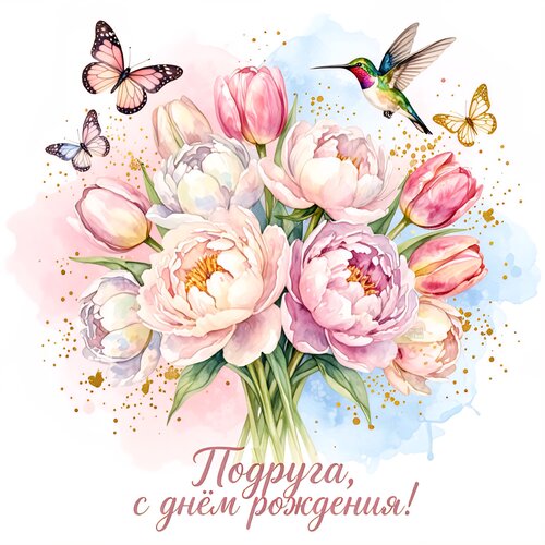 Открытка Подруга, с днём рождения!