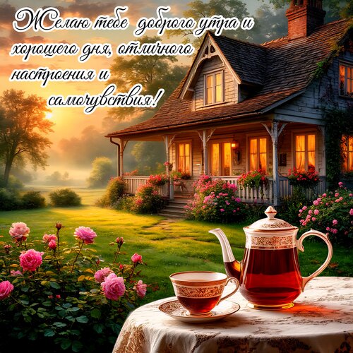 Открытка Желаю тебе доброго утра и хорошего дня, отличного настроения и самочувствия!