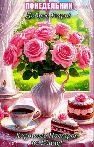 Анимированная открытка ПОНЕДЕЛЬНИК, ДОБРОЕ УТРО!